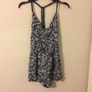 Forever 21 Navy Blue Printed Romper
